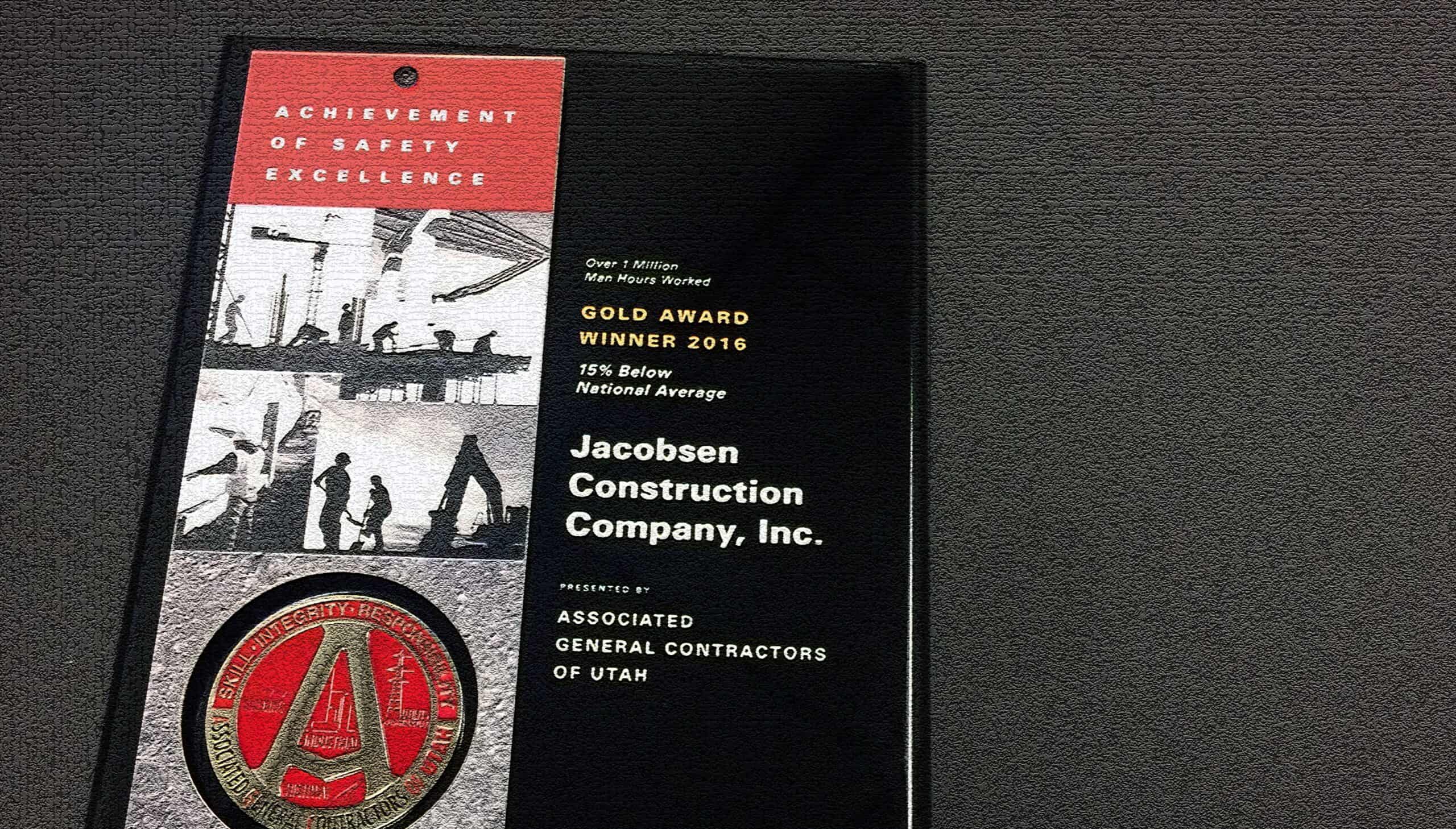 Jacobsen Wins Safety Award From Associated General Contractors Of Utah